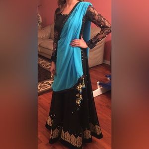 3 piece Indian outfit comes with crop top , skirt and scarf